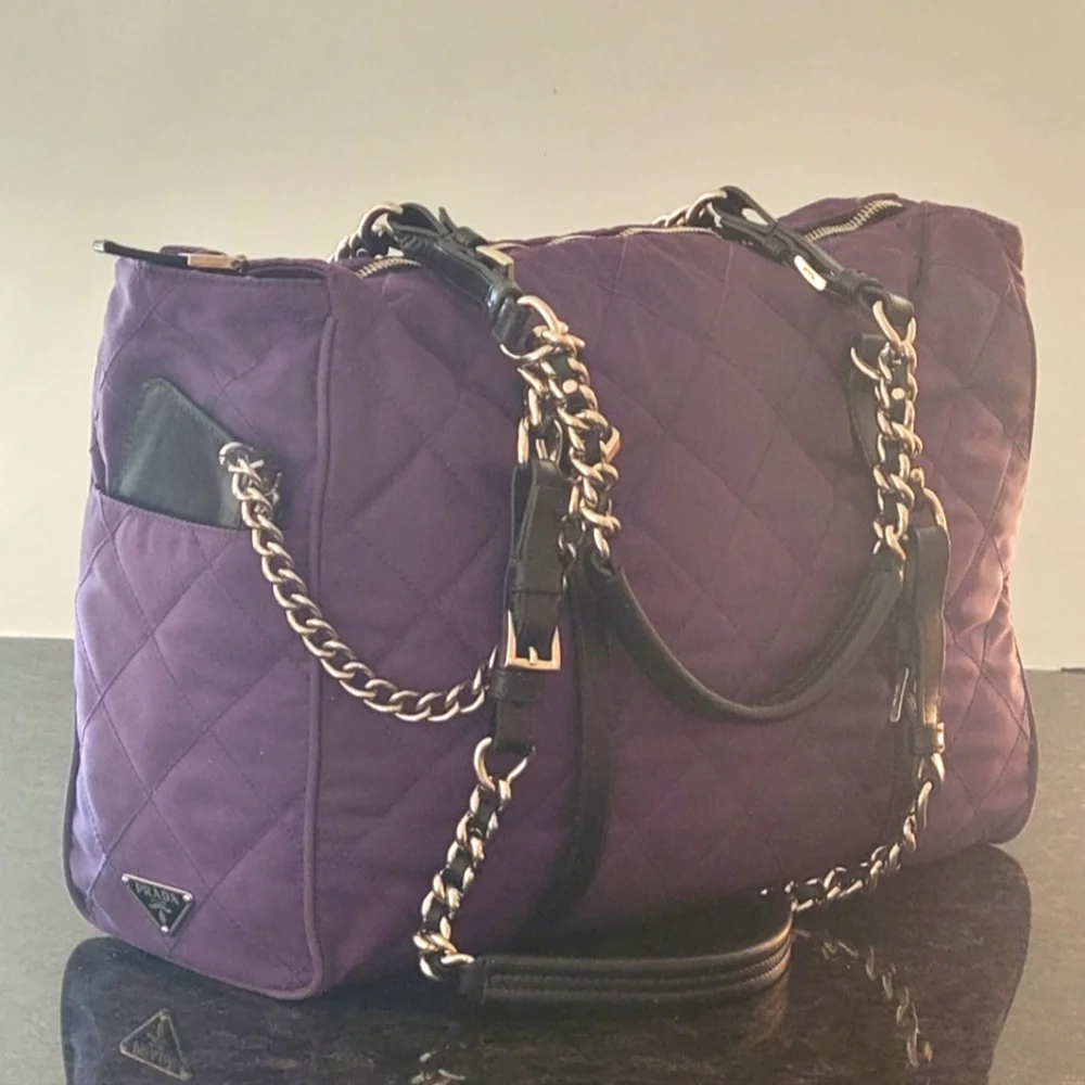 SALE!!!!💯Authentic Prada Tessuto Metallo Vintage Shoulder Bag In Violet - Picture 1 of 4